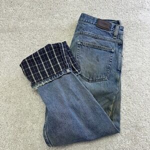 L.L. Bean Jeans Mens 32x32 Blue Flannel Lined Straight Denim Pants Warm Winter